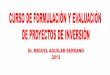 Curso de Formulación y Evaluación de Proyectos de Inversión 03.NOV.2013 - Dr. Miguel Aguilar Serrano