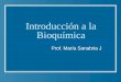 Introducción a la Bioquímica Prof. María Sanabria J