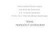 TEMA: HONGOS Y LEVADURAS Universidad Veracruzana Facultad de Nutrición E.E. Control Sanitario Profa. Dra. Marcela Rosas Nexticapa