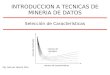 Selección de Características INTRODUCCION A TECNICAS DE MINERIA DE DATOS Mg. Samuel Oporto Díaz error del clasificador número de características número