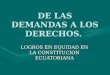 DE LAS DEMANDAS A LOS DERECHOS. LOGROS EN EQUIDAD EN LA CONSTITUCION ECUATORIANA