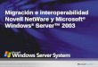 TNT1-130. Migración e interoperabilidad Novell NetWare y Microsoft ® Windows ® Server 2003