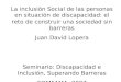 La inclusión Social de las personas en situación de discapacidad: el reto de construir una sociedad sin barreras Juan David Lopera Seminario: Discapacidad