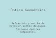 Óptica Geométrica Refracción y marcha de rayos en lentes delgadas. Sistemas ópticos compuestos