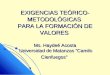 EXIGENCIAS TEÓRICO- METODOLÓGICAS PARA LA FORMACIÓN DE VALORES Ms. Haydeé Acosta Universidad de Matanzas Camilo Cienfuegos