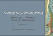 COMUNICACIÓN DE DATOS DEFINICION – CANALES – TIPOS DE TRANSMISION Semana 14 Ing. CIP María Rosa Dámaso Ríos