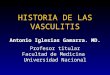 HISTORIA DE LAS VASCULITIS Antonio Iglesias Gamarra. MD. Profesor titular Facultad de Medicina Universidad Nacional Antonio Iglesias Gamarra. MD. Profesor