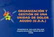 ORGANIZACIÓN Y GESTIÓN DE UNA UNIDAD DE DOLOR AGUDO (U.D.A.) ORGANIZACIÓN Y GESTIÓN DE UNA UNIDAD DE DOLOR AGUDO (U.D.A.) FRANCISCO M. COLLADO COLLADO