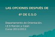 LAS OPCIONES DESPUÉS DE 4º DE E.S.O Departamento de Orientación. I.E.S Ramón y Cajal. Curso 2011/2012