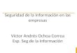Seguridad de la Información en las empresas Víctor Andrés Ochoa Correa Esp. Seg de la Información