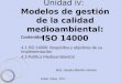 Ing. Sandra Blandón Navarro Unidad IV : Modelos de gestión de la calidad medioambiental: ISO 14000 Contenidos: 4.1 ISO 14000: Requisitos y objetivos de