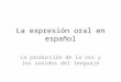 La expresión oral en español La producción de la voz y los sonidos del lenguaje
