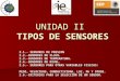UNIDAD II TIPOS DE SENSORES 2.1.- SENSORES DE PRESION 2.2.-SENSORES DE FLUJO. 2.3.-SENSORES DE TEMPERATURA. 2.4.-SENSORES DE NIVEL. 2.5.- SENSORES PARA