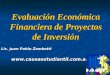 Evaluación Económica Financiera de Proyectos de Inversión Lic. Juan Pablo Zambotti 