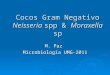 Cocos Gram Negativo Neisseria spp & Moraxella sp M. Paz Microbiología UMG-2011
