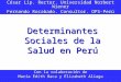 Determinantes Sociales de la Salud en Perú César Lip. Rector. Universidad Norbert Wiener Fernando Rocabado. Consultor. OPS-Perú Con la colaboración de