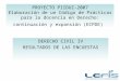 PROYECTO PIIDUZ-2007 Elaboración de un Código de Prácticas para la docencia en Derecho: continuación y expansión (ECPDE) DERECHO CIVIL IV RESULTADOS DE