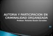 1 AUTORIA Y PARTICIPACION EN CRIMINALIDAD ORGANIZADA Profesor. Rolando Bazán Gonzáles