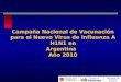 Campaña Nacional de Vacunación para el Nuevo Virus de Influenza A H1N1 en Argentina Argentina Año 2010