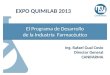 El Programa de Desarrollo de la Industria Farmacéutico EXPO QUIMILAB 2013 Ing. Rafael Gual Cosío Director General CANIFARMA