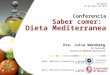 Conferencia Saber comer: Dieta Mediterranea Estepona 10 de mayo de 2011 Dpto. Medicina Preventiva y Salud Pública Dra. Julia Wärnberg Lic. Nutrición Doctora