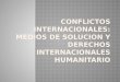 Definir los conflictos Internacionales y sus medios de solución Examinar la situación de los Derechos Humanos de las victimas de estos conflictos conforme
