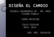 DISEÑA EL CAMBIO ESCUELA SECUNDARIA OF. NO. 0825 ISIDRO FABELA TURNO MATUTINO CICLO ESCOLAR 2013- 2014 EDO. MEX. COACALCO
