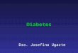 Diabetes Dra. Josefina Ugarte. Diabetes 4,2 % población chilena tiene diabetes. 4,8% son hombres 3,8% son mujeres 15,2% mayores 65 años son diabéticos