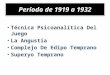 Técnica Psicoanalítica Del Juego La Angustia Complejo De Edipo Temprano Superyo Temprano Período de 1919 a 1932