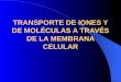 TRANSPORTE DE IONES Y DE MOLÉCULAS A TRAVÉS DE LA MEMBRANA CELULAR
