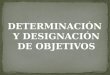DETERMINACIÓN Y DESIGNACIÓN DE OBJETIVOS. 1. INTRODUCCIÓN 2. DESARROLLO - Conceptualización - Generalidades - Designación de objetivos 3. CONCLUSIÓN