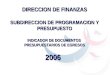 DIRECCION DE FINANZAS SUBDIRECCION DE PROGRAMACION Y PRESUPUESTO INDICADOR DE DOCUMENTOS PRESUPUESTARIOS DE EGRESOS 2006