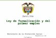 Ministerio de la Protección Social República de Colombia Ley de formalización y del primer empleo