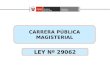 CARRERA PÚBLICA MAGISTERIAL LEY Nº 29062 2 Leyes del Magisterio desde 1964 1964 1984 1990 2001 - 2007 1980 Ley Nº 15215, Ley del Estatuto y Escalafón