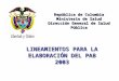República de Colombia Ministerio de Salud Dirección General de Salud Pública LINEAMIENTOS PARA LA ELABORACIÓN DEL PAB 2003