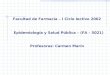 Facultad de Farmacia – I Ciclo lectivo 2002 Epidemiología y Salud Pública – (FA – 5021) Profesoras: Carmen Marín