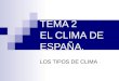TEMA 2 EL CLIMA DE ESPAÑA. LOS TIPOS DE CLIMA. TIPOS DE CLIMA