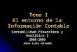 Tema 1 El entorno de la Información Contable Contabilidad Financiera y Analítica I 2008-2009 Jose Luis Ucieda