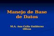 Manejo de Base de Datos M.A. Ana Celia Gutiérrez Olivas