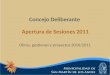 Concejo Deliberante Apertura de Sesiones 2011. HABITAT Y VIVIENDA