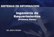 SISTEMAS DE INFORMACION Ingeniería de Requerimientos (Primera Parte) ING. JOSE M. POVEDA