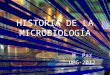 HISTORIA DE LA MICROBIOLOGÍA M. Paz UMG-2012. ¿Qué es la microbiología? Estudio de los organismos microscópicos 3 palabras griegas: mikros (pequeño),