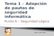 Punto 6 – Seguridad Lógica Juan Luis Cano. La Seguridad Lógica consiste en la aplicación de barreras y procedimientos que resguarden el acceso a los datos