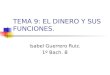 TEMA 9: EL DINERO Y SUS FUNCIONES. Isabel Guerrero Ruiz. 1º Bach. B