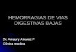 HEMORRAGIAS DE VIAS DIGESTIVAS BAJAS Dr. Amaury Alvarez P Clínica medica