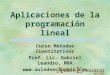 Aplicaciones de la programación lineal Curso Métodos Cuantitativos Prof. Lic. Gabriel Leandro, MBA 