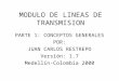 MODULO DE LINEAS DE TRANSMISION PARTE 1: CONCEPTOS GENERALES POR: JUAN CARLOS RESTREPO Versión: 1.7 Medellín-Colombia 2000