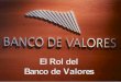 El Banco de Valores fue creado en el año 1978 por su accionista principal el Mercado de Valores de Buenos Aires, acompañado por la Cámara de Agentes y