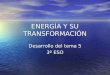 ENERGÍA Y SU TRANSFORMACIÓN Desarrollo del tema 5 3º ESO