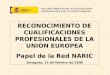 RECONOCIMIENTO DE CUALIFICACIONES PROFESIONALES DE LA UNIÓN EUROPEA Papel de la Red NARIC Zaragoza, 25 de febrero de 2008